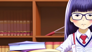 勉強する女子中学生