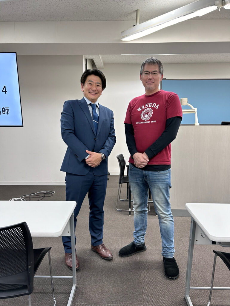 | 武蔵野個別指導塾 伊藤塾弁護士伊関先生と宮川涼 武蔵野個別指導塾