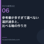 参考書が多すぎて選べない——選択過多と、比べる軸の作り方（学びの意思決定 第6回） 武蔵野個別指導塾