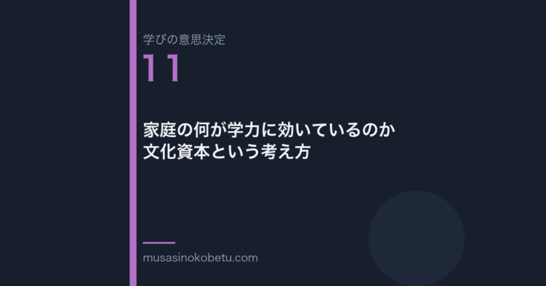 家庭の何が学力に効いているのか文化資本という考え方学びの意思決定 第11回 | 武蔵野個別指導塾 家庭の何が学力に効いているのか——文化資本という考え方(学びの意思決定 第11回) 武蔵野個別指導塾