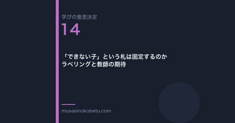 できない子という札は固定するのかラベリングと教師の期待学びの意思決定 第14回 | 武蔵野個別指導塾 「できない子」という札は固定するのか——ラベリングと教師の期待(学びの意思決定 第14回) 武蔵野個別指導塾