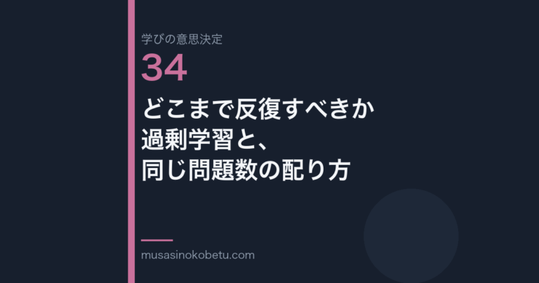 どこまで反復すべきか過剰学習と同じ問題数の配り方学びの意思決定 第34回 | 武蔵野個別指導塾 どこまで反復すべきか——過剰学習と、同じ問題数の配り方(学びの意思決定 第34回) 武蔵野個別指導塾