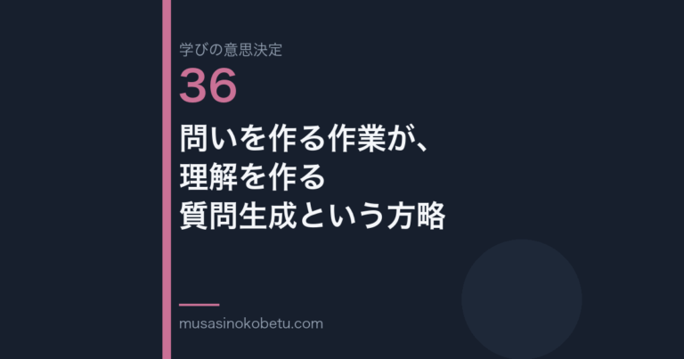 問いを作る作業が理解を作る質問生成という方略学びの意思決定 第36回 | 武蔵野個別指導塾 問いを作る作業が、理解を作る——質問生成という方略(学びの意思決定 第36回) 武蔵野個別指導塾