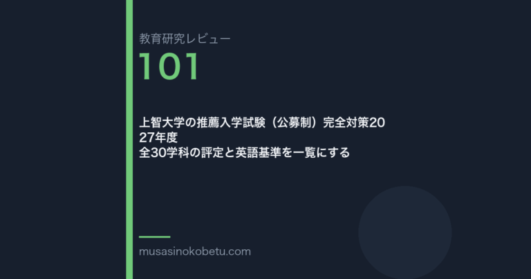 教育研究レビュー101|上智大学の公募制推薦 | 武蔵野個別指導塾 教育研究レビュー第101回 上智大学の公募制推薦 全30学科の評定と英語基準 武蔵野個別指導塾