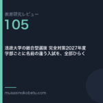 教育研究レビュー105|法政大学の総合型選抜 | 武蔵野個別指導塾 教育研究レビュー第105回 法政大学の総合型選抜 学部ごとに名前が違う入試 武蔵野個別指導塾