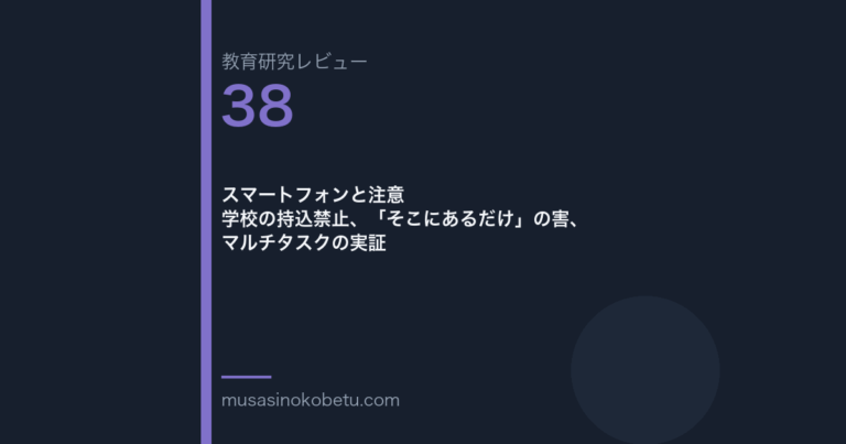 教育研究レビュー 38 スマートフォンと注意学校の持込禁止そこにあるだけの害マルチタスクの実証 | 武蔵野個別指導塾 教育研究レビュー第38回「スマートフォンと注意——学校の持込禁止、「そこにあるだけ」の害、マルチタスクの実証」 武蔵野個別指導塾