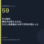 教育研究レビュー 59 作文研究書き方は教えられるただし効果量は16年で符号が変わった | 武蔵野個別指導塾 教育研究レビュー第59回「作文研究——書き方は教えられる。ただし効果量は16年で符号が変わった」
武蔵野個別指導塾