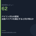 教育研究レビュー 62 バイリンガルの認知出版バイアスを補正すると何が残るか | 武蔵野個別指導塾 教育研究レビュー第62回「バイリンガルの認知——出版バイアスを補正すると何が残るか」
武蔵野個別指導塾