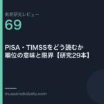 教育研究レビュー 69 PISATIMSSをどう読むか順位の意味と限界研究29本 | 武蔵野個別指導塾 教育研究レビュー第69回「PISA・TIMSSをどう読むか——順位の意味と限界【研究29本】」
武蔵野個別指導塾