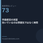教育研究レビュー 73 学級経営の実証効いているのは雰囲気ではなく時間 | 武蔵野個別指導塾 教育研究レビュー第73回「学級経営の実証——効いているのは雰囲気ではなく時間」
武蔵野個別指導塾