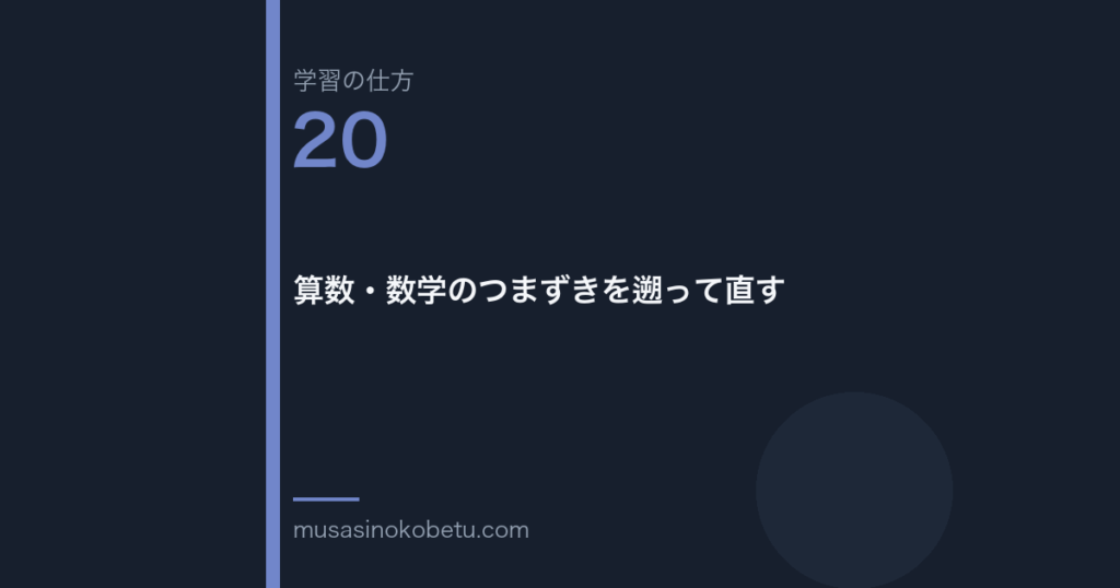 連載「学習の仕方」第20回／全50回。算数・数学のつまずきを遡って直す
 武蔵野個別指導塾