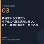 特殊算から文字式へ——小学生の代数的思考は育つ、ただし算数の解法が「割り込む」 | 武蔵野個別指導塾 特殊算から文字式へ——小学生の代数的思考は育つ、ただし算数の解法が「割り込む」 武蔵野個別指導塾