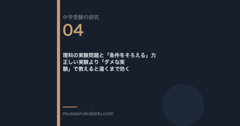 理科の実験問題と「条件をそろえる」力——正しい実験より「ダメな実験」で教えると遠くまで効く 武蔵野個別指導塾