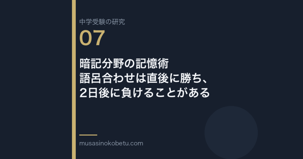 暗記分野の記憶術——語呂合わせは直後に勝ち、2日後に負けることがある 武蔵野個別指導塾