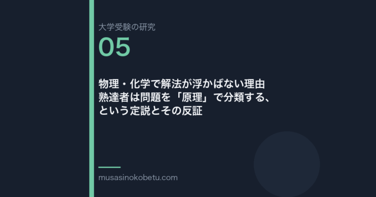 物理・化学で解法が浮かばない理由——熟達者は問題を「原理」で分類する、という定説とその反証 武蔵野個別指導塾