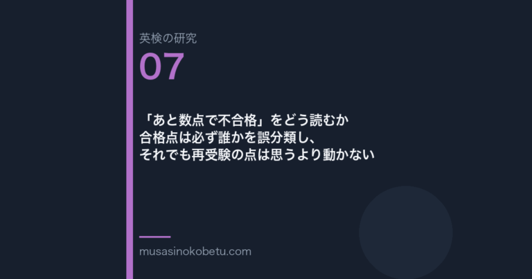 「あと数点で不合格」をどう読むか——合格点は必ず誰かを誤分類し、それでも再受験の点は思うより動かない 武蔵野個別指導塾