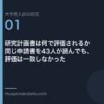 研究計画書は何で評価されるか——同じ申請書を43人が読んでも、評価は一致しなかった | 武蔵野個別指導塾 研究計画書は何で評価されるか——同じ申請書を43人が読んでも、評価は一致しなかった 武蔵野個別指導塾