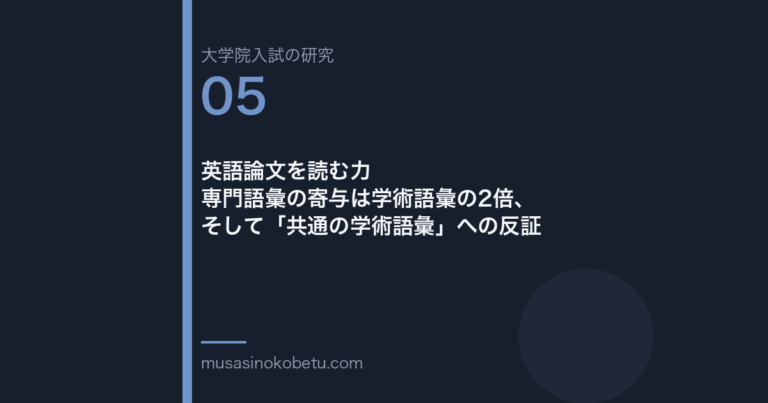 英語論文を読む力——専門語彙の寄与は学術語彙の2倍、そして「共通の学術語彙」への反証 武蔵野個別指導塾