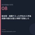 総合型・推薦で入った学生の入学後——成績の優劣は国と時期で逆転した | 武蔵野個別指導塾 総合型・推薦で入った学生の入学後——成績の優劣は国と時期で逆転した 武蔵野個別指導塾