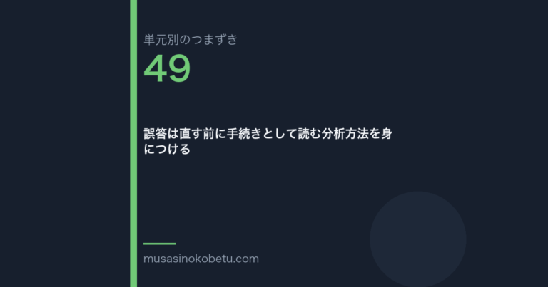 誤答は直す前に手続きとして読む分析方法を身につける（単元別のつまずき研究 第49回のアイキャッチ） 武蔵野個別指導塾