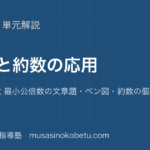 【中学受験算数】倍数と約数の応用を図解で総まとめ—最大公約数 最小公倍数の文章題・ベン図・約数の個数のアイキャッチ 武蔵野個別指導塾
