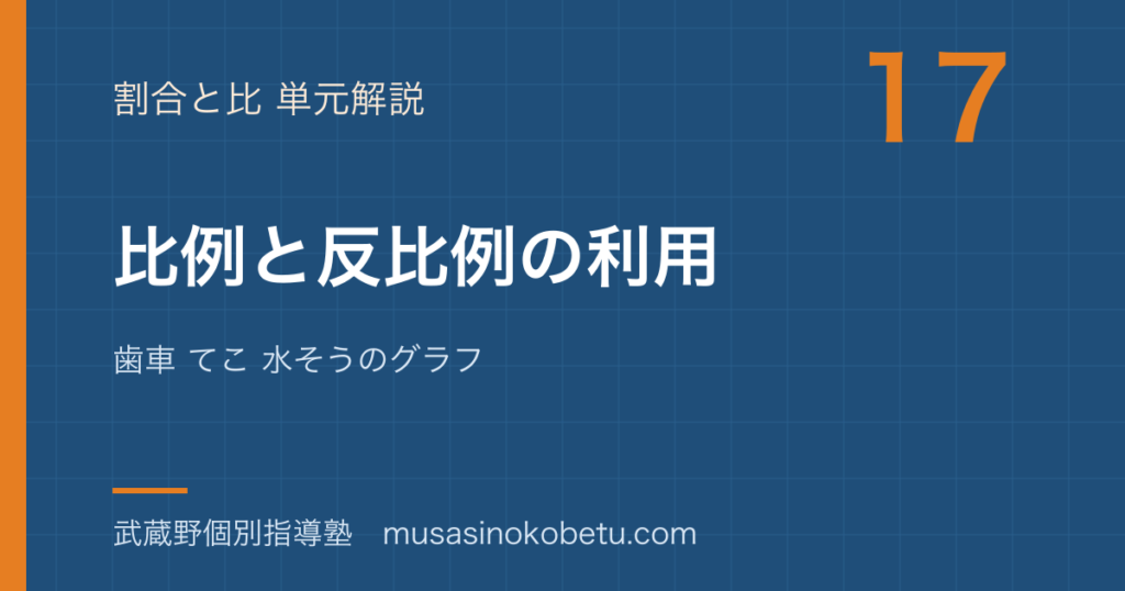 中学受験算数比例と反比例の利用を図解で総まとめ歯車 てこ 水そうのグラフのアイキャッチ | 武蔵野個別指導塾 【中学受験算数】比例と反比例の利用を図解で総まとめ—歯車 てこ 水そうのグラフのアイキャッチ 武蔵野個別指導塾