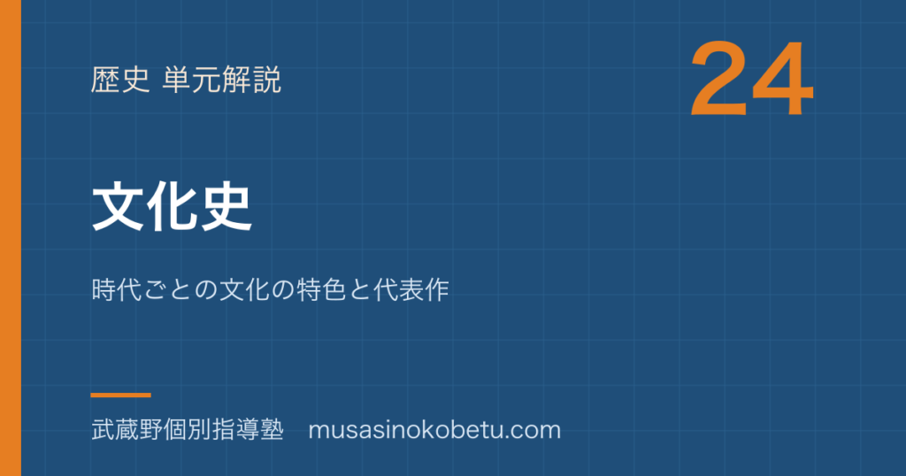 中学受験社会文化史の総まとめを図解で総まとめ時代ごとの文化の特色と代表作のアイキャッチ | 武蔵野個別指導塾 【中学受験社会】文化史の総まとめを図解で総まとめ—時代ごとの文化の特色と代表作のアイキャッチ 武蔵野個別指導塾
