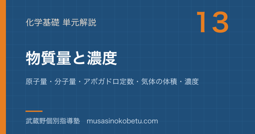 化学基礎物質量molを図解で総まとめ原子量分子量アボガドロ定数気体の体積濃度のアイキャッチ | 武蔵野個別指導塾 【化学基礎】物質量(mol)を図解で総まとめ—原子量・分子量・アボガドロ定数・気体の体積・濃度のアイキャッチ 武蔵野個別指導塾