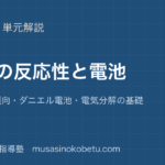 化学基礎金属の反応性と電池を図解で総まとめイオン化傾向ダニエル電池電気分解の基礎のアイキャッチ | 武蔵野個別指導塾 【化学基礎】金属の反応性と電池を図解で総まとめ—イオン化傾向・ダニエル電池・電気分解の基礎のアイキャッチ 武蔵野個別指導塾