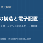 【化学】原子の構造と電子配置を図解で総まとめ—同位体・電子殻・イオン化エネルギー・周期律のアイキャッチ 武蔵野個別指導塾