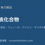 化学芳香族化合物を図解で総まとめベンゼンの反応フェノールアニリンサリチル酸分離のアイキャッチ | 武蔵野個別指導塾 【化学】芳香族化合物を図解で総まとめ—ベンゼンの反応・フェノール・アニリン・サリチル酸・分離のアイキャッチ 武蔵野個別指導塾