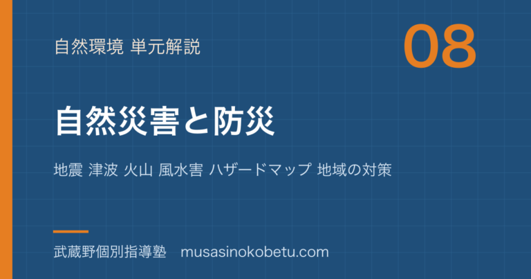 【地理探究】自然災害と防災を図解で総まとめ—地震 津波 火山 風水害 ハザードマップ 地域の対策のアイキャッチ