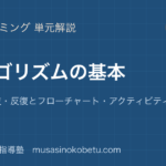 情報Iアルゴリズムの基本を図解で総まとめ順次分岐反復とフローチャートアクティビティ図のアイキャッチ | 武蔵野個別指導塾 【情報I】アルゴリズムの基本を図解で総まとめ—順次・分岐・反復とフローチャート・アクティビティ図のアイキャッチ 武蔵野個別指導塾