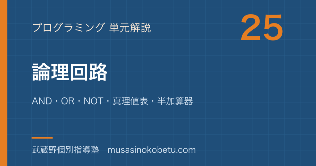 【情報I】論理回路を図解で総まとめ—AND・OR・NOT・真理値表・半加算器のアイキャッチ 武蔵野個別指導塾