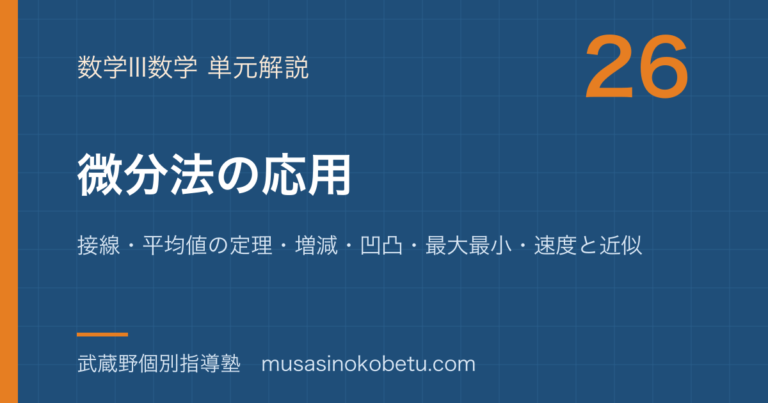 【数学III】微分法の応用を図解で総まとめ—接線・平均値の定理・増減・凹凸・最大最小・速度と近似のアイキャッチ