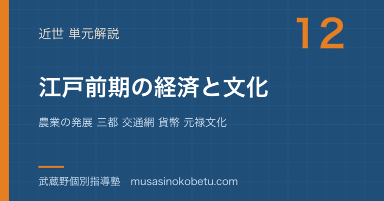 【日本史探究】江戸前期の経済と文化を図解で総まとめ—農業の発展 三都 交通網 貨幣 元禄文化のアイキャッチ