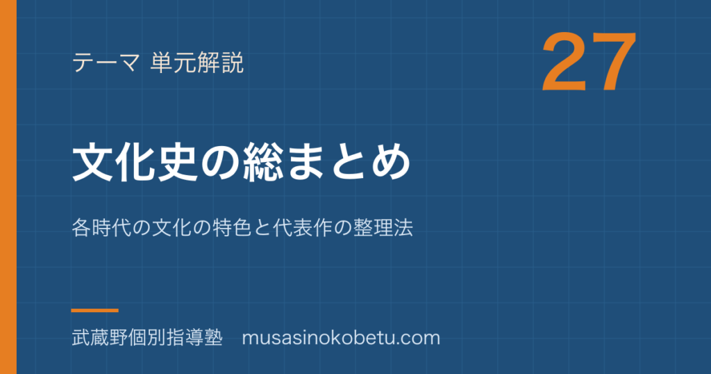 日本史探究文化史の総まとめを図解で総まとめ各時代の文化の特色と代表作の整理法のアイキャッチ | 武蔵野個別指導塾 【日本史探究】文化史の総まとめを図解で総まとめ—各時代の文化の特色と代表作の整理法のアイキャッチ 武蔵野個別指導塾