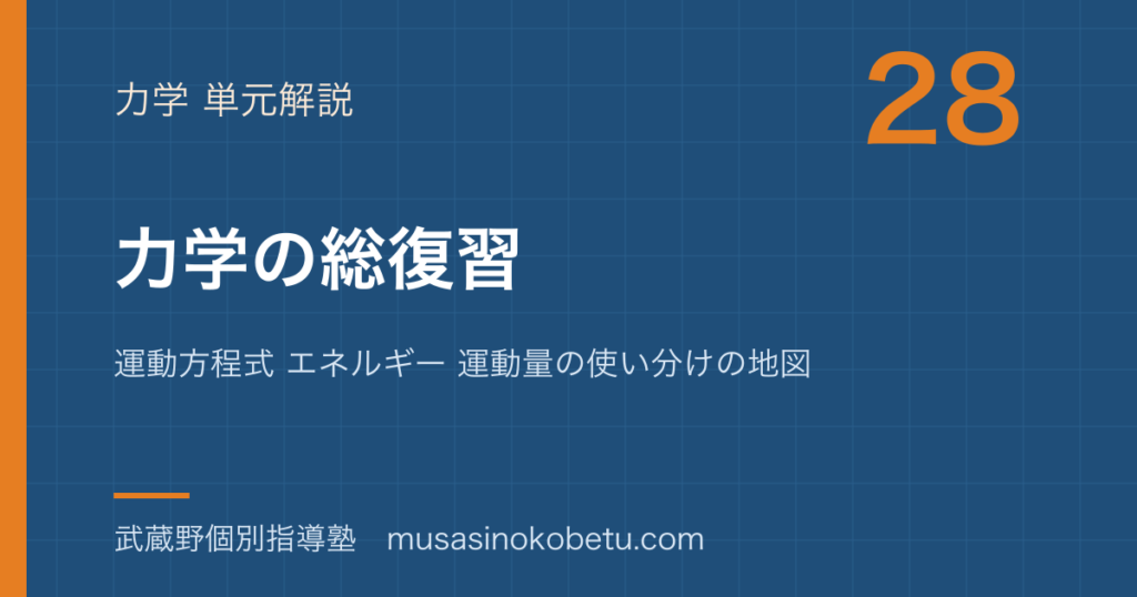 【物理】力学の総復習を図解で総まとめ—運動方程式 エネルギー 運動量の使い分けの地図のアイキャッチ 武蔵野個別指導塾