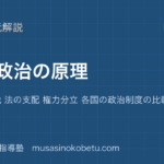 政治経済民主政治の原理を図解で総まとめ社会契約説 法の支配 権力分立 各国の政治制度の比較のアイキャッチ | 武蔵野個別指導塾 【政治経済】民主政治の原理を図解で総まとめ—社会契約説 法の支配 権力分立 各国の政治制度の比較のアイキャッチ 武蔵野個別指導塾