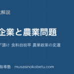 政治経済中小企業と農業問題を図解で総まとめ二重構造 下請け 食料自給率 農業政策の変遷のアイキャッチ | 武蔵野個別指導塾 【政治経済】中小企業と農業問題を図解で総まとめ—二重構造 下請け 食料自給率 農業政策の変遷のアイキャッチ 武蔵野個別指導塾