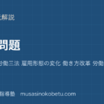 政治経済労働問題を図解で総まとめ労働三権 労働三法 雇用形態の変化 働き方改革 労働市場のアイキャッチ | 武蔵野個別指導塾 【政治経済】労働問題を図解で総まとめ—労働三権 労働三法 雇用形態の変化 働き方改革 労働市場のアイキャッチ 武蔵野個別指導塾
