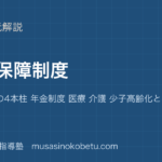 政治経済社会保障制度を図解で総まとめ歴史 日本の4本柱 年金制度 医療 介護 少子高齢化と財源のアイキャッチ | 武蔵野個別指導塾 【政治経済】社会保障制度を図解で総まとめ—歴史 日本の4本柱 年金制度 医療 介護 少子高齢化と財源のアイキャッチ 武蔵野個別指導塾