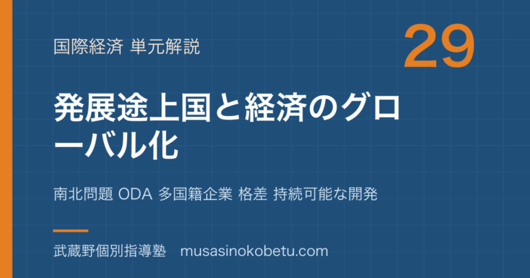 【政治経済】発展途上国と経済のグローバル化を図解で総まとめ—南北問題 ODA 多国籍企業 格差 持続可能な開発のアイキャッチ