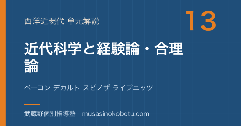 【倫理】近代科学と経験論 合理論を図解で総まとめ—ベーコン デカルト スピノザ ライプニッツのアイキャッチ