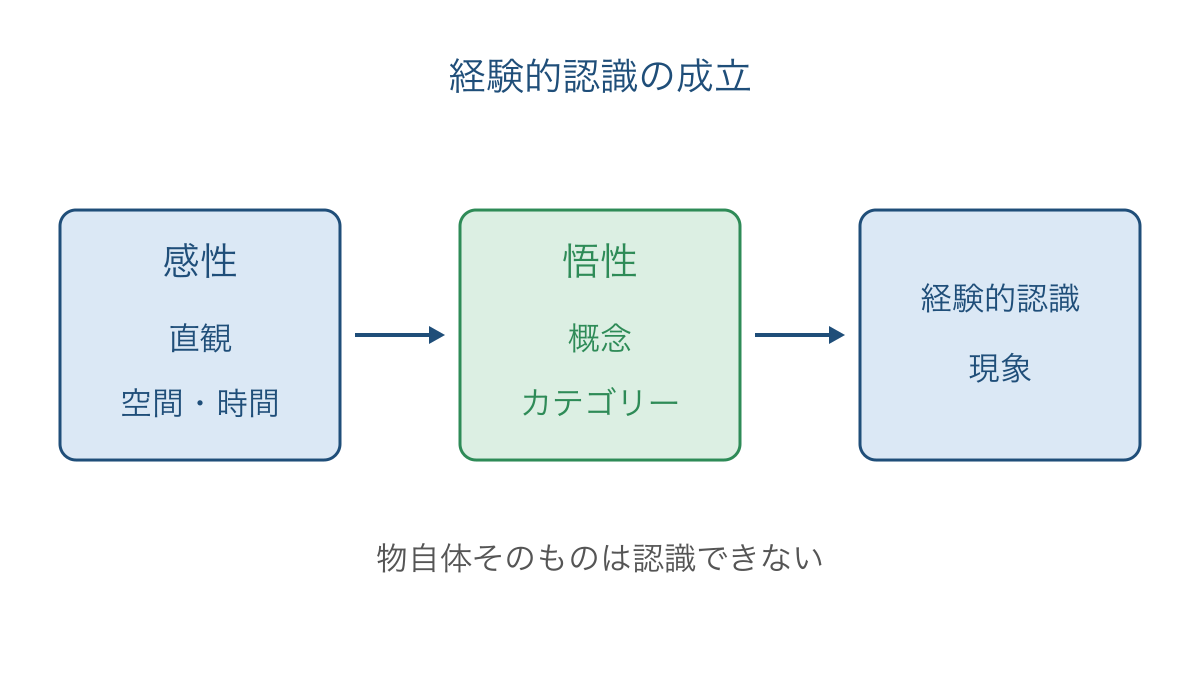 図1 感性と悟性が協働して経験的認識を成り立たせる関係