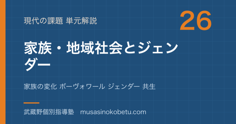 【倫理】家族 地域社会とジェンダーを図解で総まとめ—家族の変化 ボーヴォワール ジェンダー 共生のアイキャッチ