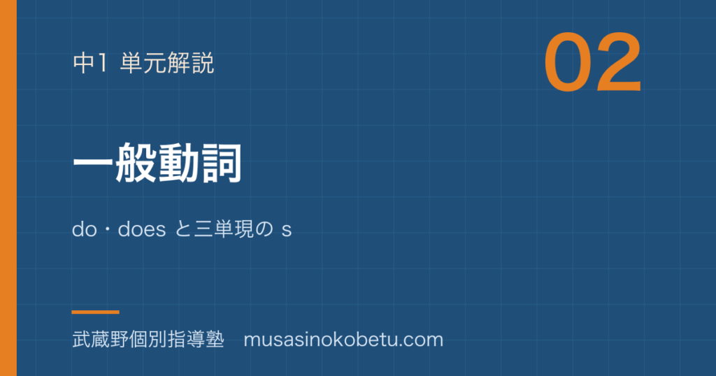 中1英語一般動詞を図解で総まとめdodoes と三単現の sのアイキャッチ | 武蔵野個別指導塾 【中1英語】一般動詞を図解で総まとめ—do・does と三単現の sのアイキャッチ 武蔵野個別指導塾