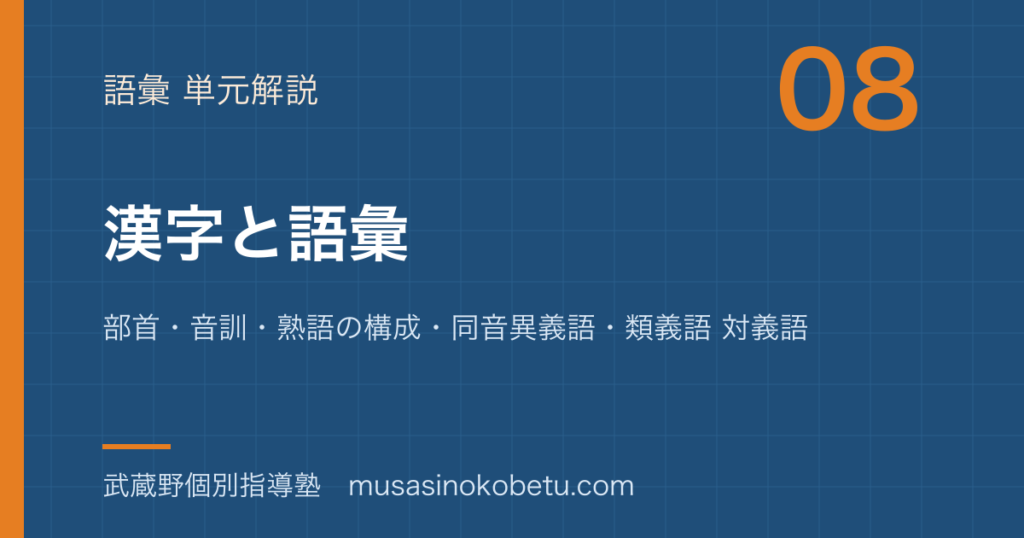 【中学国語】漢字と語彙を図解で総まとめ—部首・音訓・熟語の構成・同音異義語・類義語 対義語のアイキャッチ 武蔵野個別指導塾