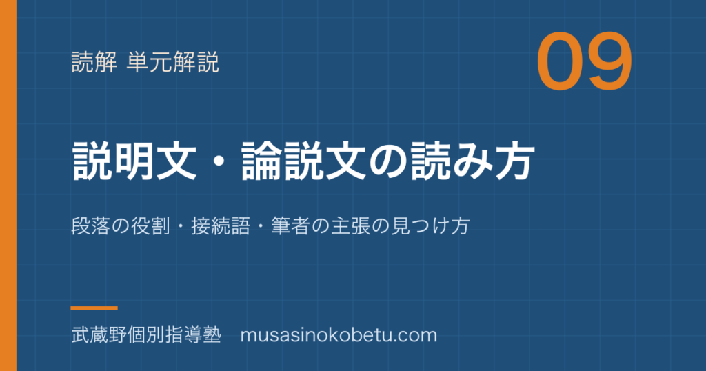 中学国語 読解説明文論説文の読み方を図解で総まとめ段落の役割接続語筆者の主張の見つけ方のアイキャッチ | 武蔵野個別指導塾 【中学国語 読解】説明文・論説文の読み方を図解で総まとめ—段落の役割・接続語・筆者の主張の見つけ方のアイキャッチ 武蔵野個別指導塾