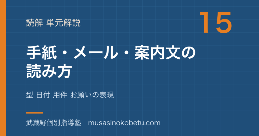 【中学英語 読解】手紙 メール 案内文の読み方を図解で総まとめ—型 日付 用件 お願いの表現のアイキャッチ 武蔵野個別指導塾